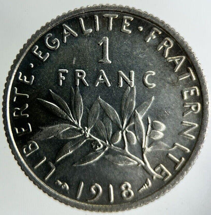 1918 France 1 Franc Silver Coin | Fine Collectable Grade