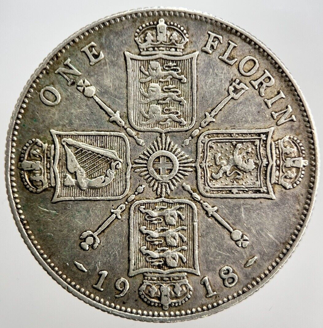 1918 George V Florin British Silver Coin | Very High Grade | a1965