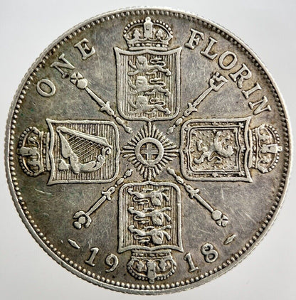 1918 George V Florin British Silver Coin | Very High Grade | a1965