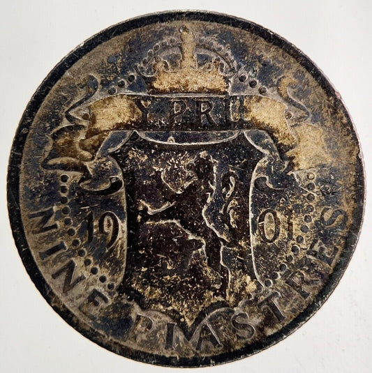 1901 Cyprus 9 Piastres Silver Coin | Collectable Grade