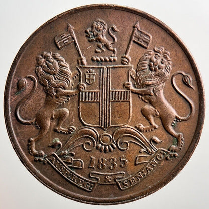1835 East India Company Quarter Anna Coin | Very Fine Grade | a2366