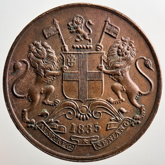 1835 East India Company Quarter Anna Coin | Very Fine Grade | a2366