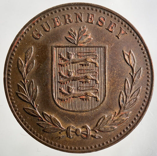 1914 Guernsey 8 Doubles Coin | Fine Collectable Grade