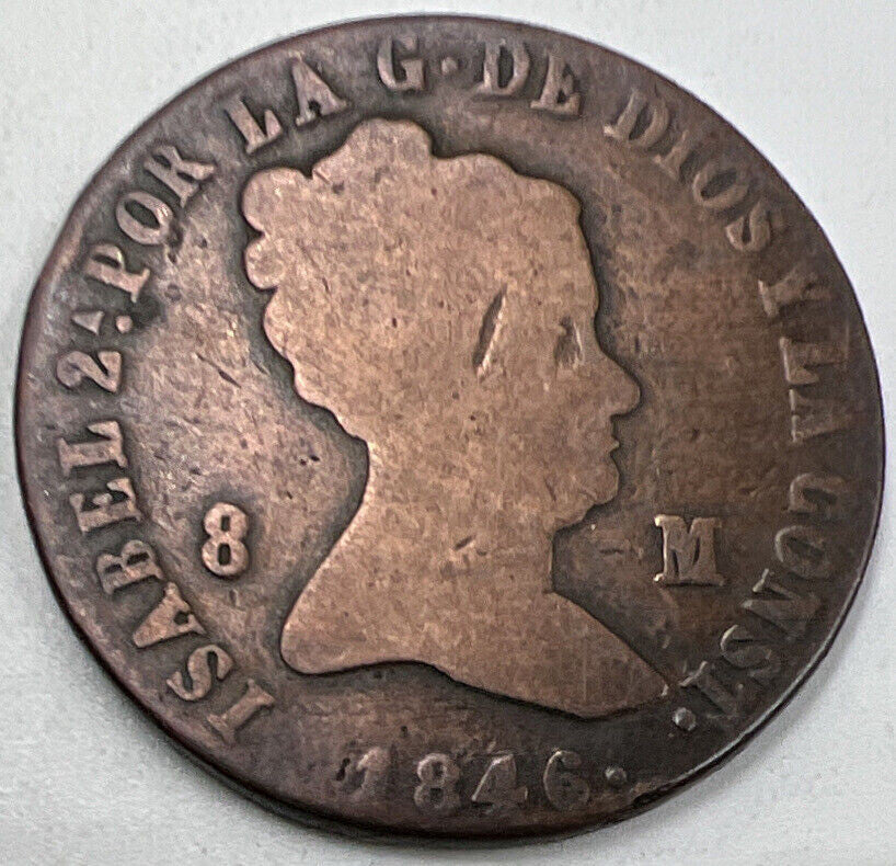 1846 Spain 8 Maravedis Coin | Collectable Grade | a908