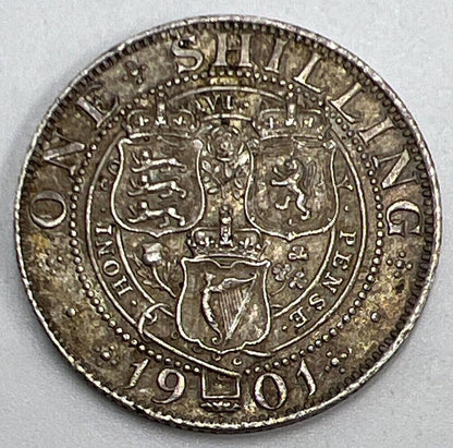 1901 Victoria One Shilling | British Silver Coin | Very High Grade | a1281
