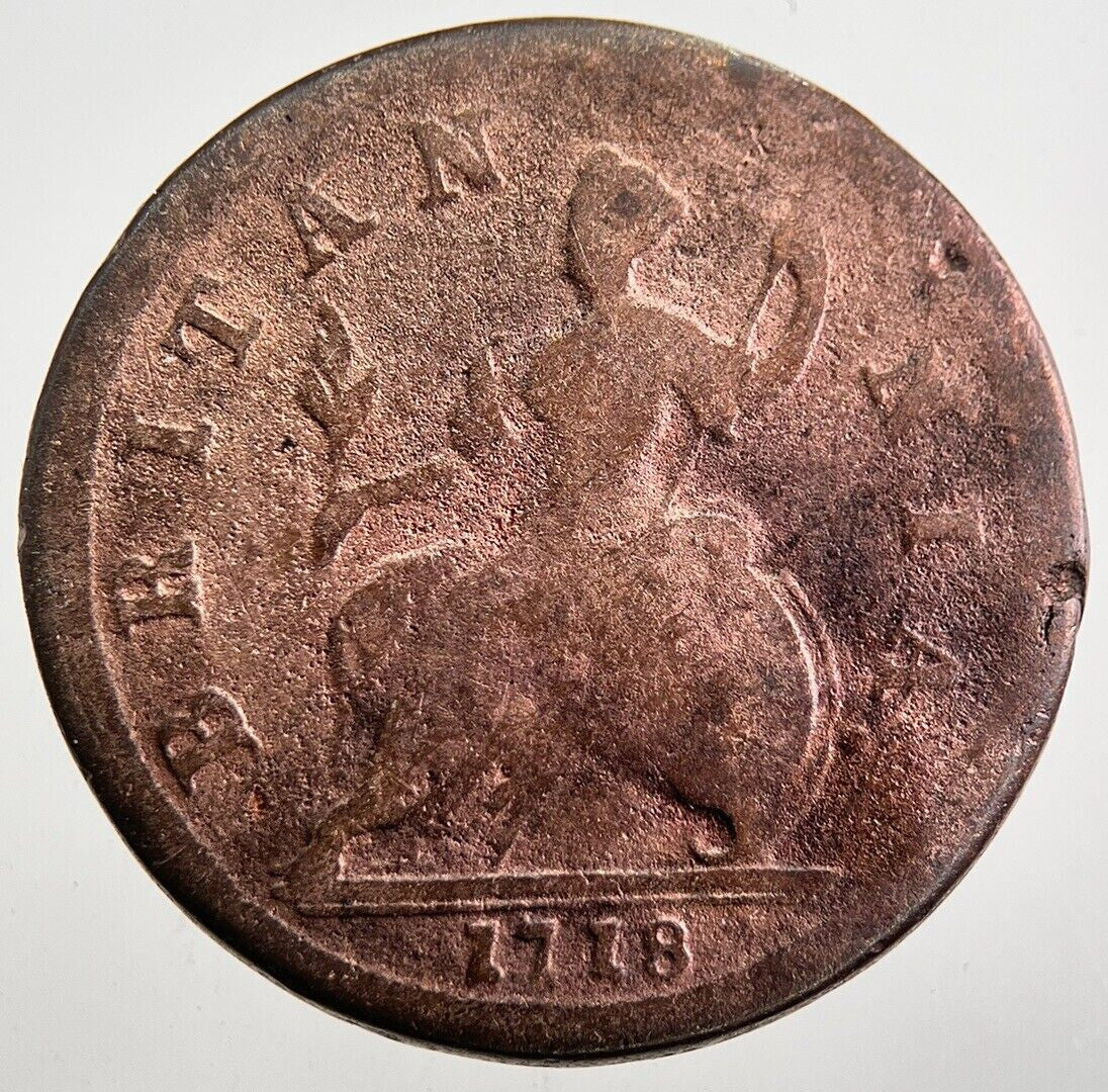 1718 George I 1st Half-Penny Coin | Collectable Grade | a7920