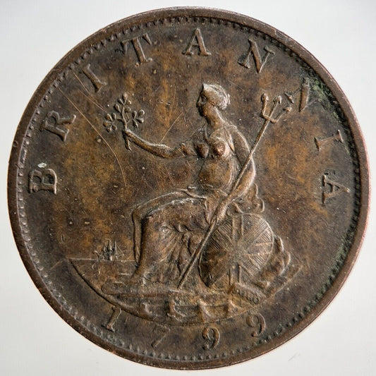 1799 George III Half-Penny | British Coin | Very Fine Grade | a1827