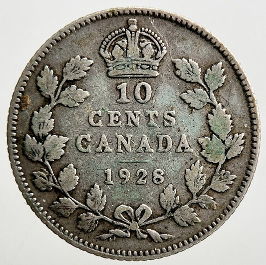 1928 Canadian 10 Cents Silver Coin | Collectable Grade | a2841