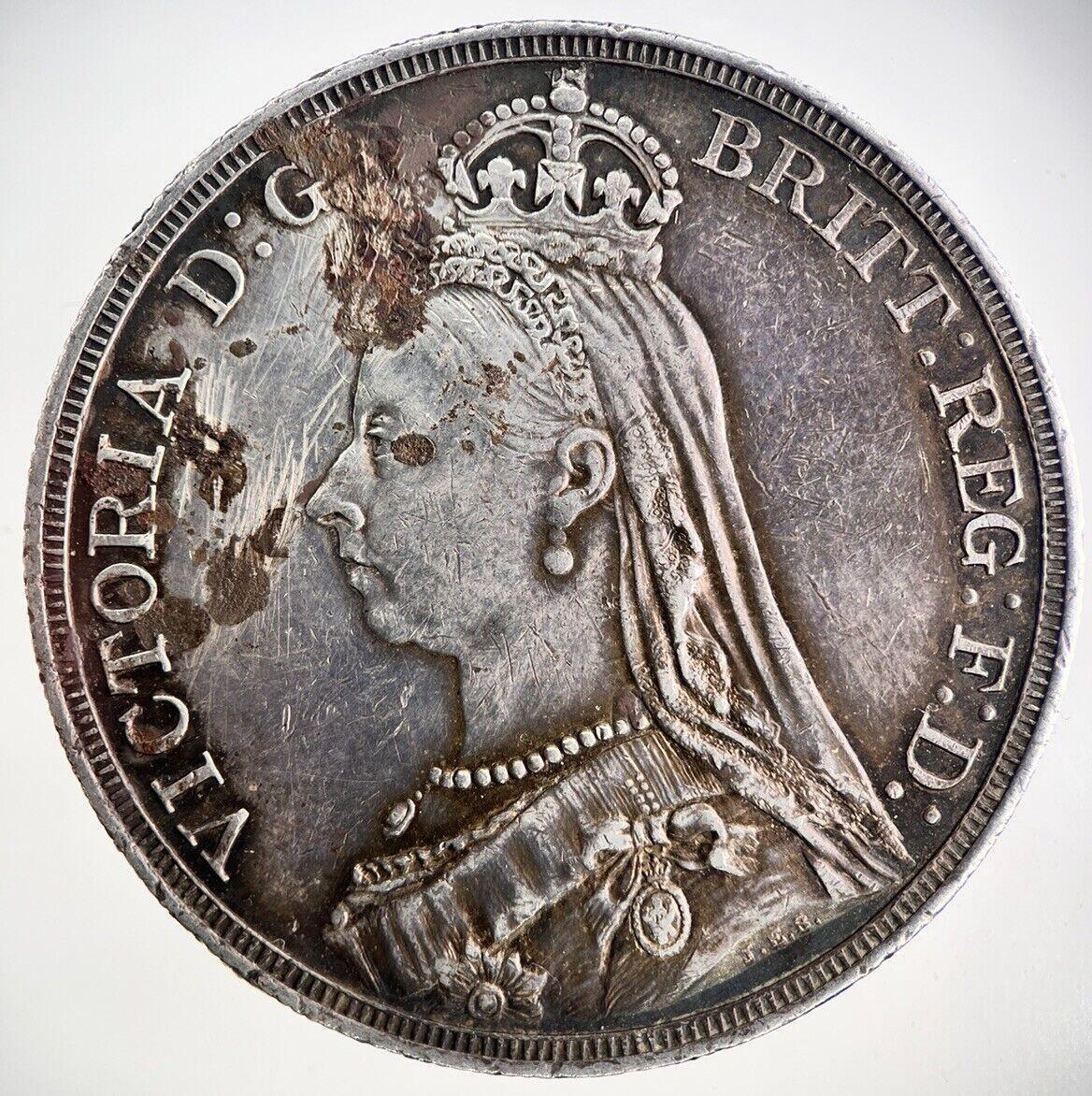 1887 Victoria One Crown Silver Coin | Very Fine Grade