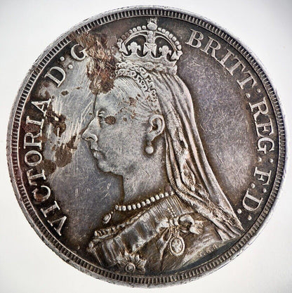 1887 Victoria One Crown Silver Coin | Very Fine Grade