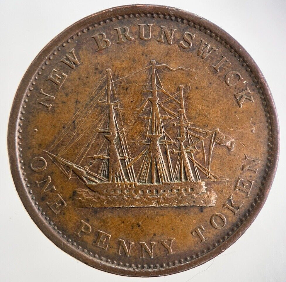 1843 Canada New Brunswick One Penny Token Coin | Very High Grade