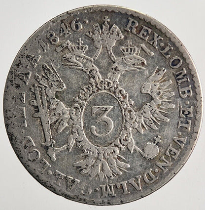 1845 Austria 3 Kreuzer Ferdinand Coin | Fine Collectable Grade | a6708