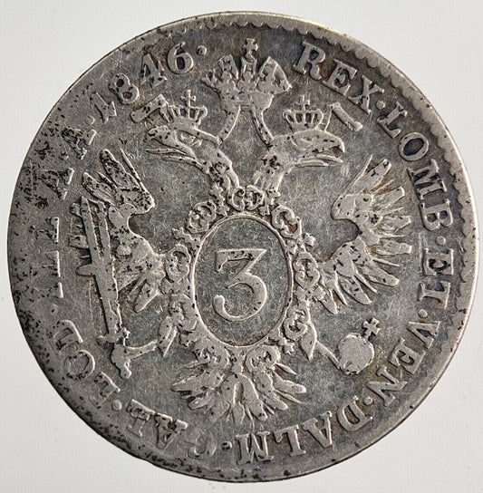 1845 Austria 3 Kreuzer Ferdinand Coin | Fine Collectable Grade | a6708