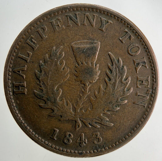 1843 Canada Nova Scotia Half-Penny Coin | Collectable Grade