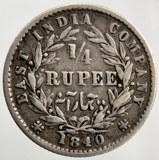 1840 1/4 Quarter Rupee India Silver Coin | Collectable Grade | a579