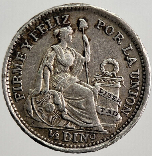 1916 Peru 1/2 Half Dino Dinero Silver Coin | Very High Grade | a316