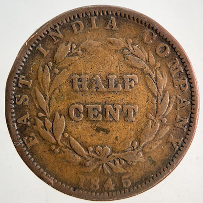 1845 East India Company Half Coin | Collectable Grade