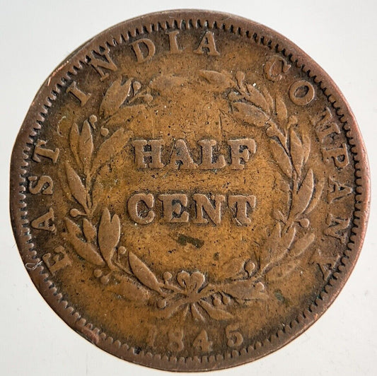 1845 East India Company Half Coin | Collectable Grade