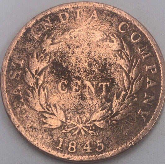 1845 One Cent East India Company Coin | Fair Grade | a502