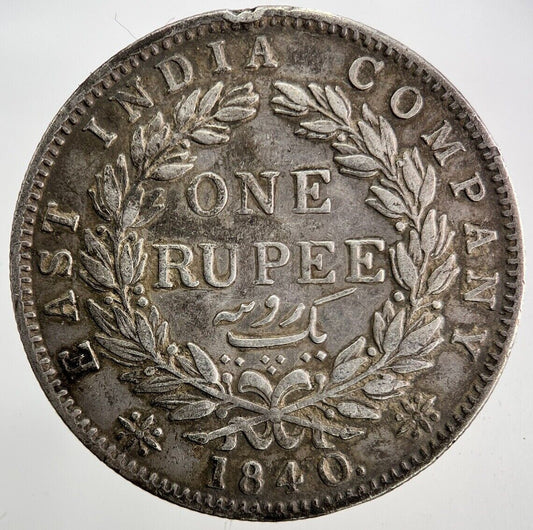 1840 East India Company One Rupee Silver Coin | Fine Collectable Grade