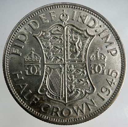 1945 George VI Half-Crown Silver Coin | Fine Collectable Grade