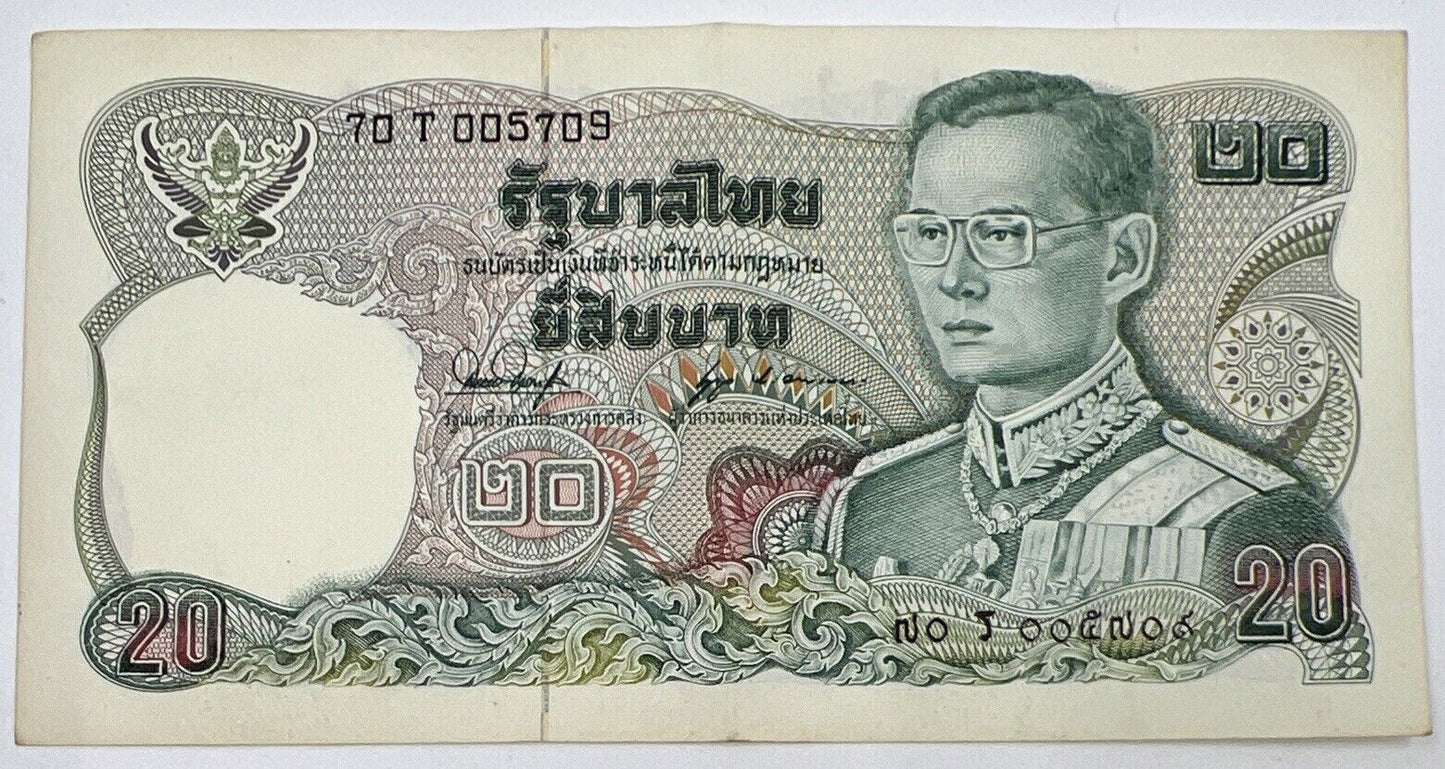 Old Vintage Rama XI Thailand 20 Baht Banknote | Collectable Grade