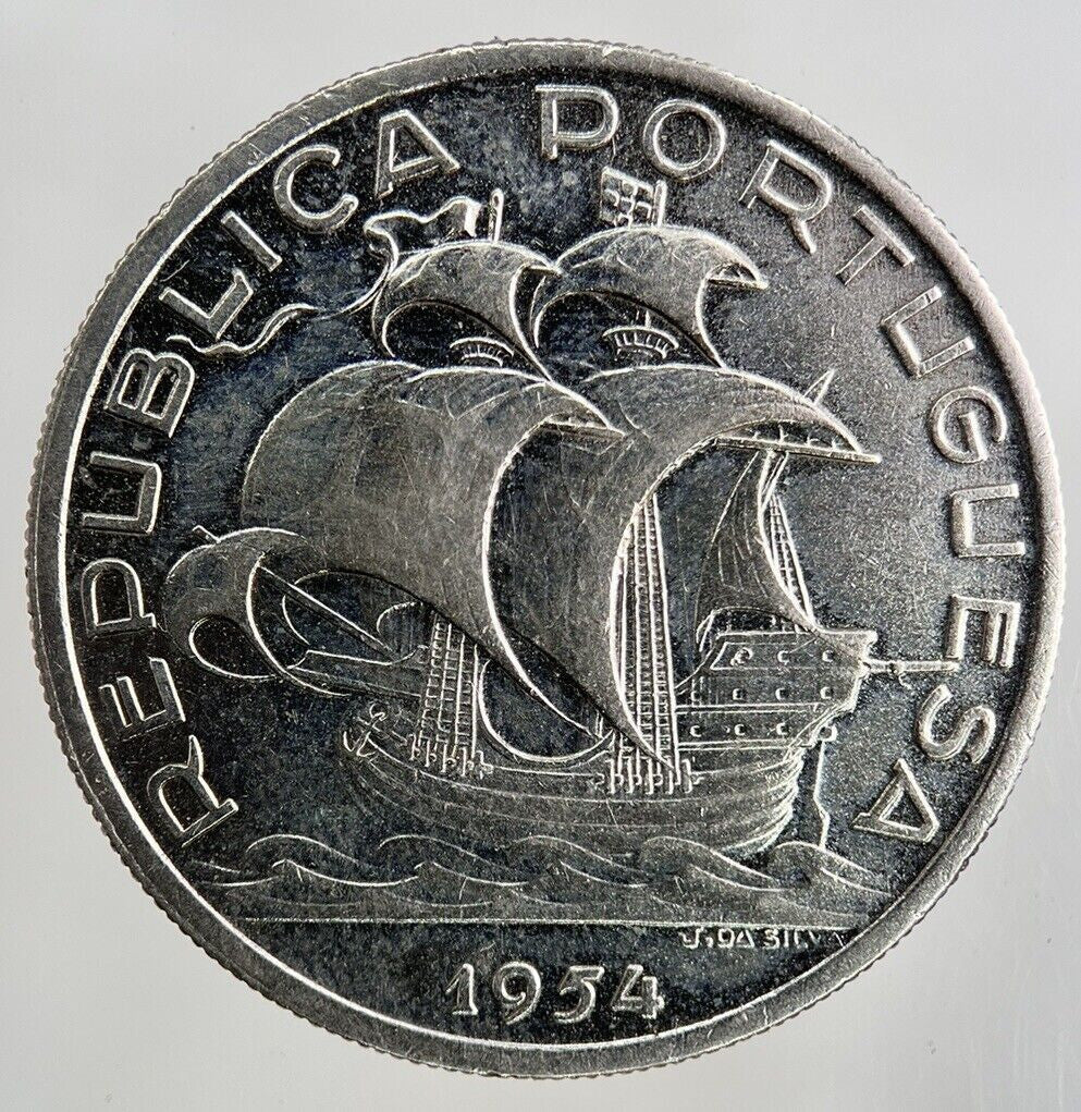 1954 Portugal 10 Escudos Silver Coin | Fine Collectable Grade