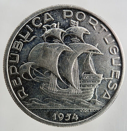 1954 Portugal 10 Escudos Silver Coin | Fine Collectable Grade