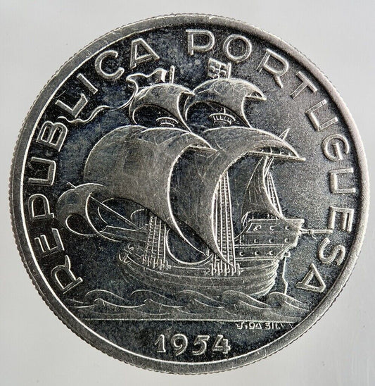 1954 Portugal 10 Escudos Silver Coin | Fine Collectable Grade