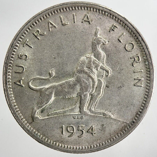 1954 Australia Florin Silver Coin | Very High Grade | a6743