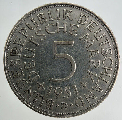 1951 Germany 5 Mark Silver Coin | Fine Collectable Grade