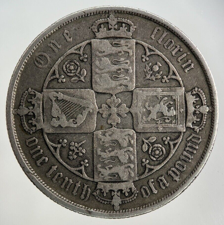 British Victoria Gothic Florin Silver Coin | Fine Collectable Grade