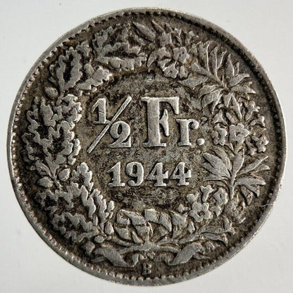 1944 Switzerland Swiss 1/2 Half Franc Silver Coin | Fine Collectable Grade