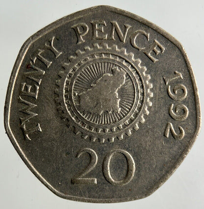 1992 Guernsey 20p Twenty-Pence Coin | Fine Collectable Grade