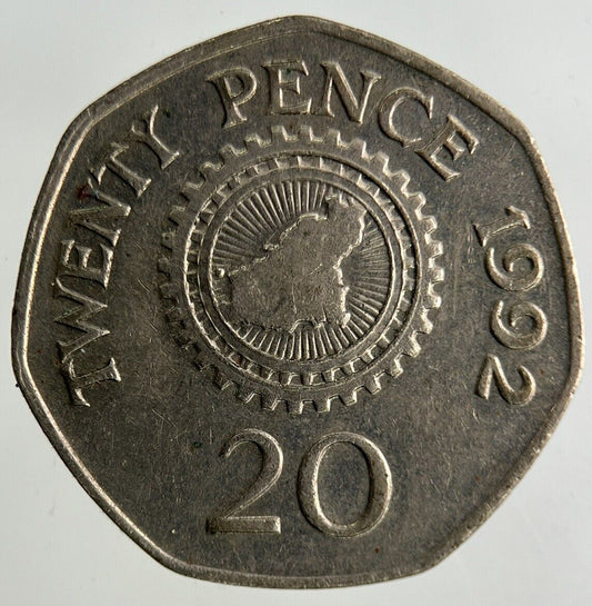 1992 Guernsey 20p Twenty-Pence Coin | Fine Collectable Grade