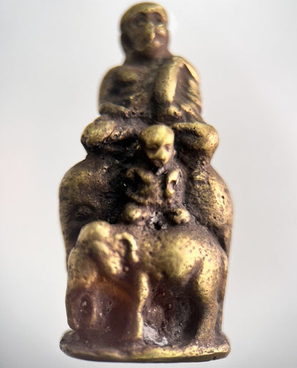 Old Thailand Brass Monk Buddha Statue Ornament | Height 4cm
