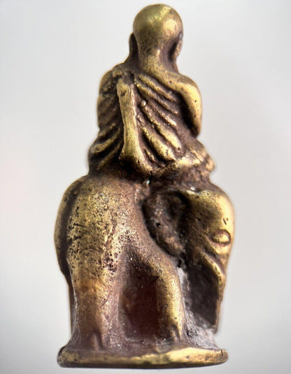 Old Thailand Brass Monk Buddha Statue Ornament | Height 4cm