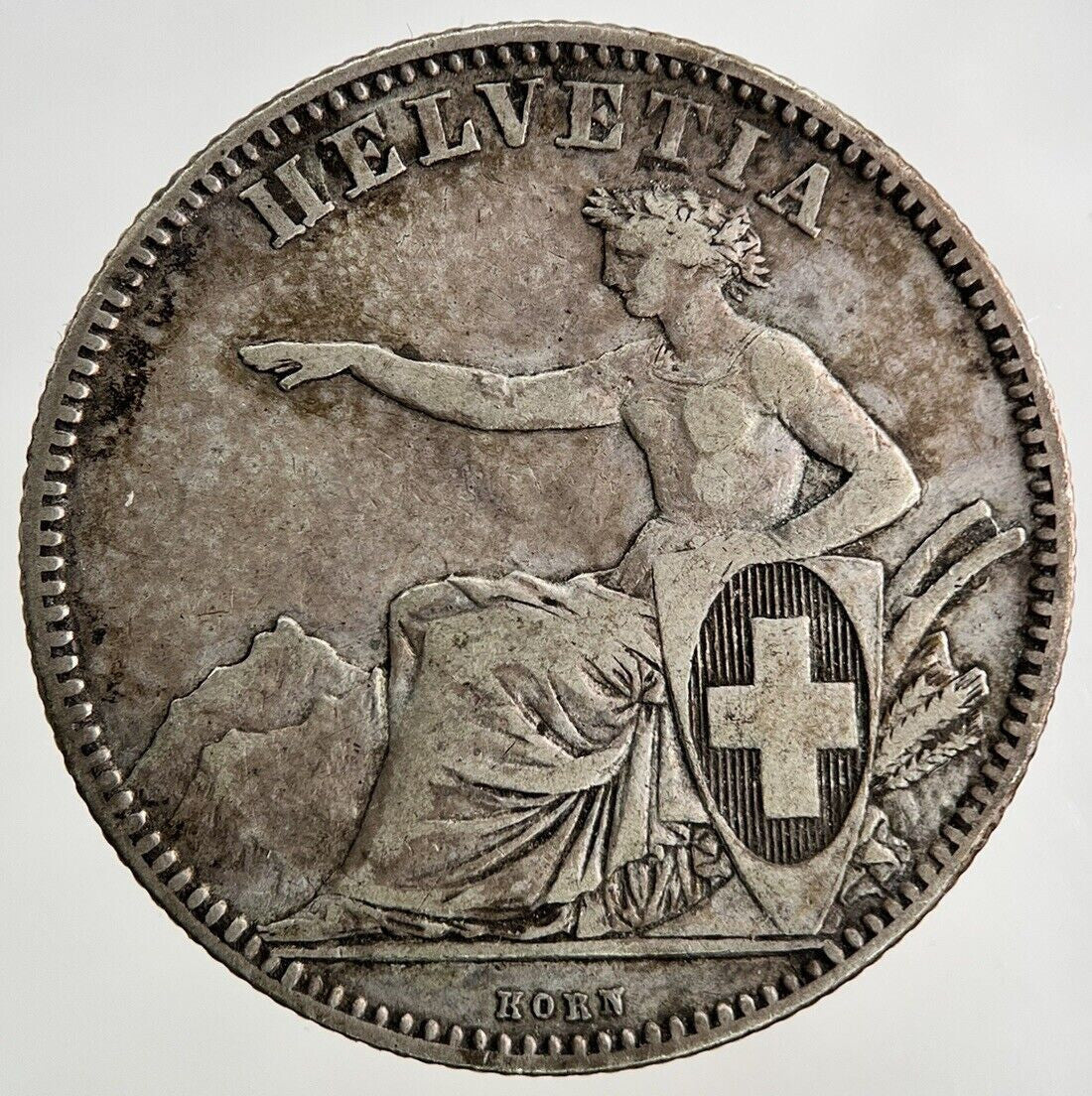1860 Switzerland Swiss 2 Francs Silver Coin | Fine Collectable Grade
