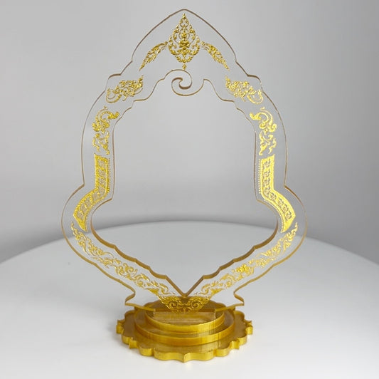 Clear / Gold Thai Buddha Themed Hanging Charm / Amulet / Medal Display Stand