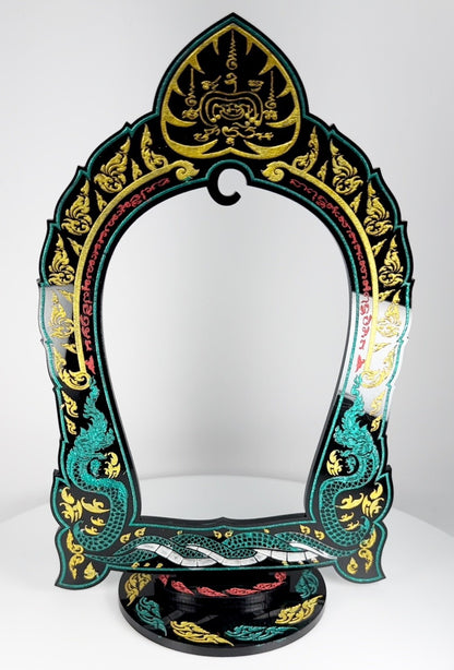 Black & Gold Thai Buddha Themed Hanging Charm / Amulet / Medal Display Stand