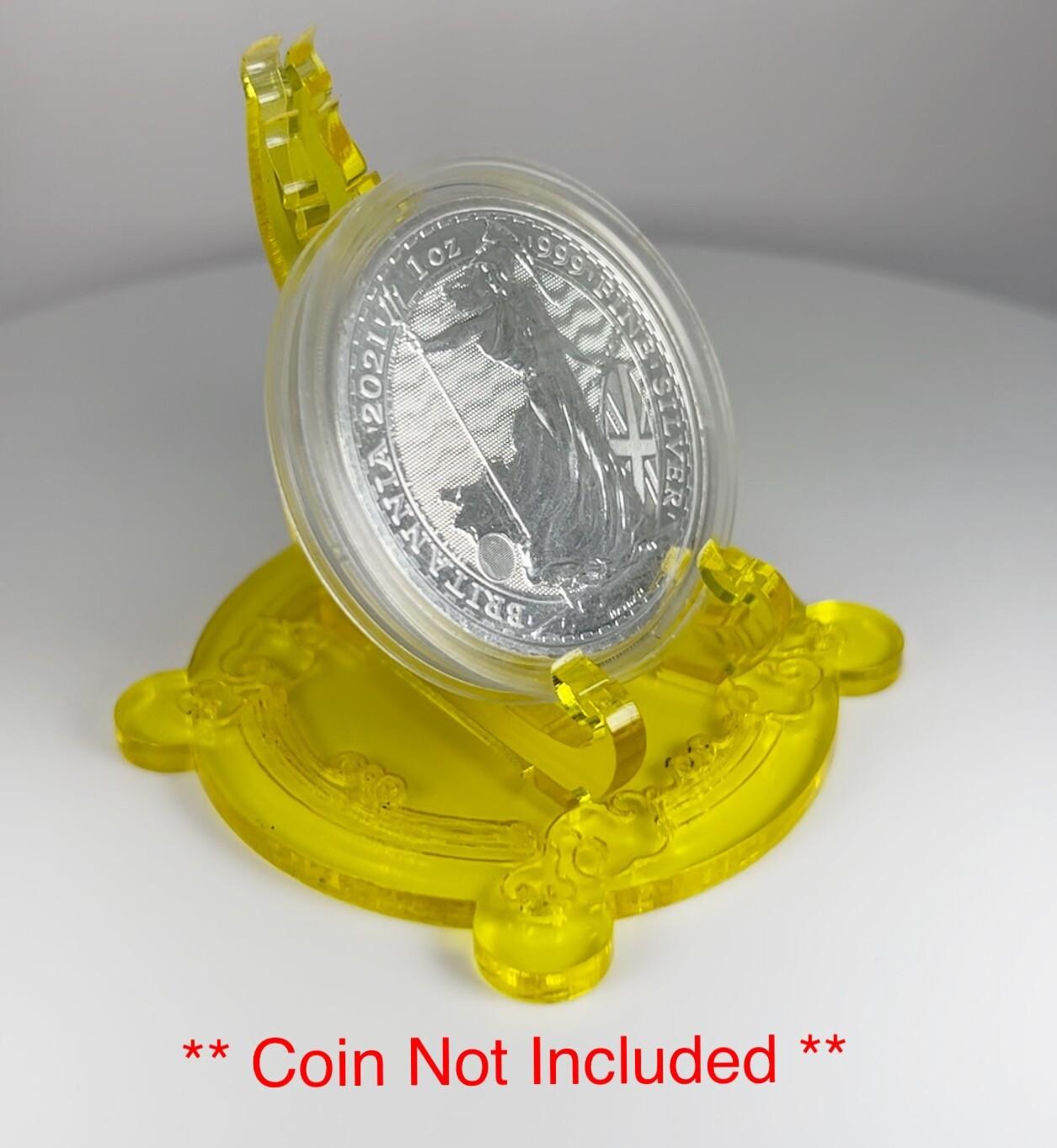 Clear Yellow 1oz Silver or Gold Coins / Amulet / Medal Display Stand