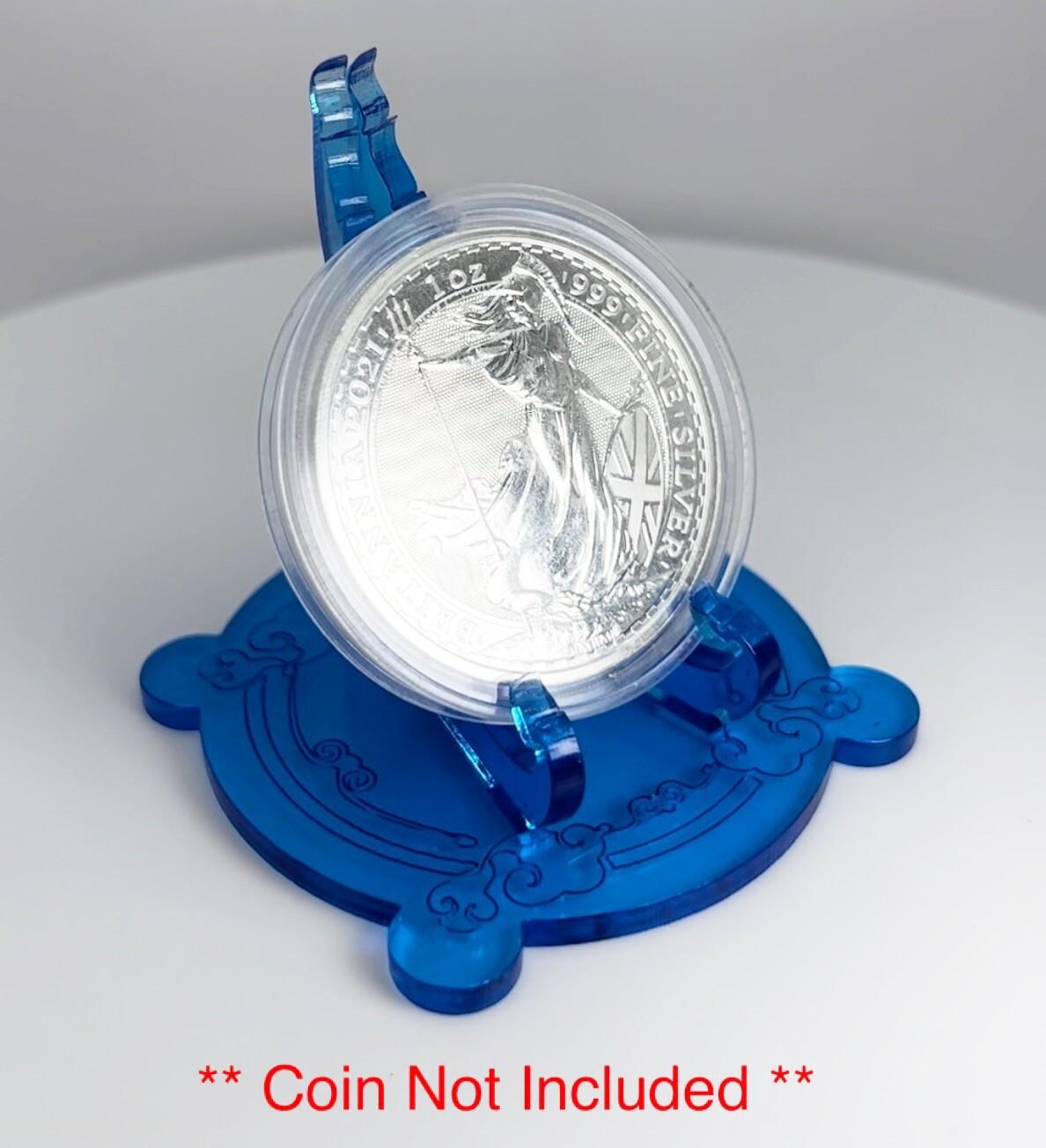 Clear Blue 1oz Silver or Gold Coins / Amulet / Medal Display Stand