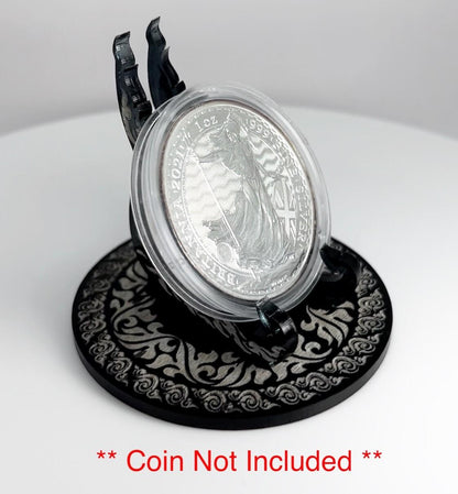 Black Tiger Themed 1oz Silver or Gold Coins / Amulet / Medal Display Stand