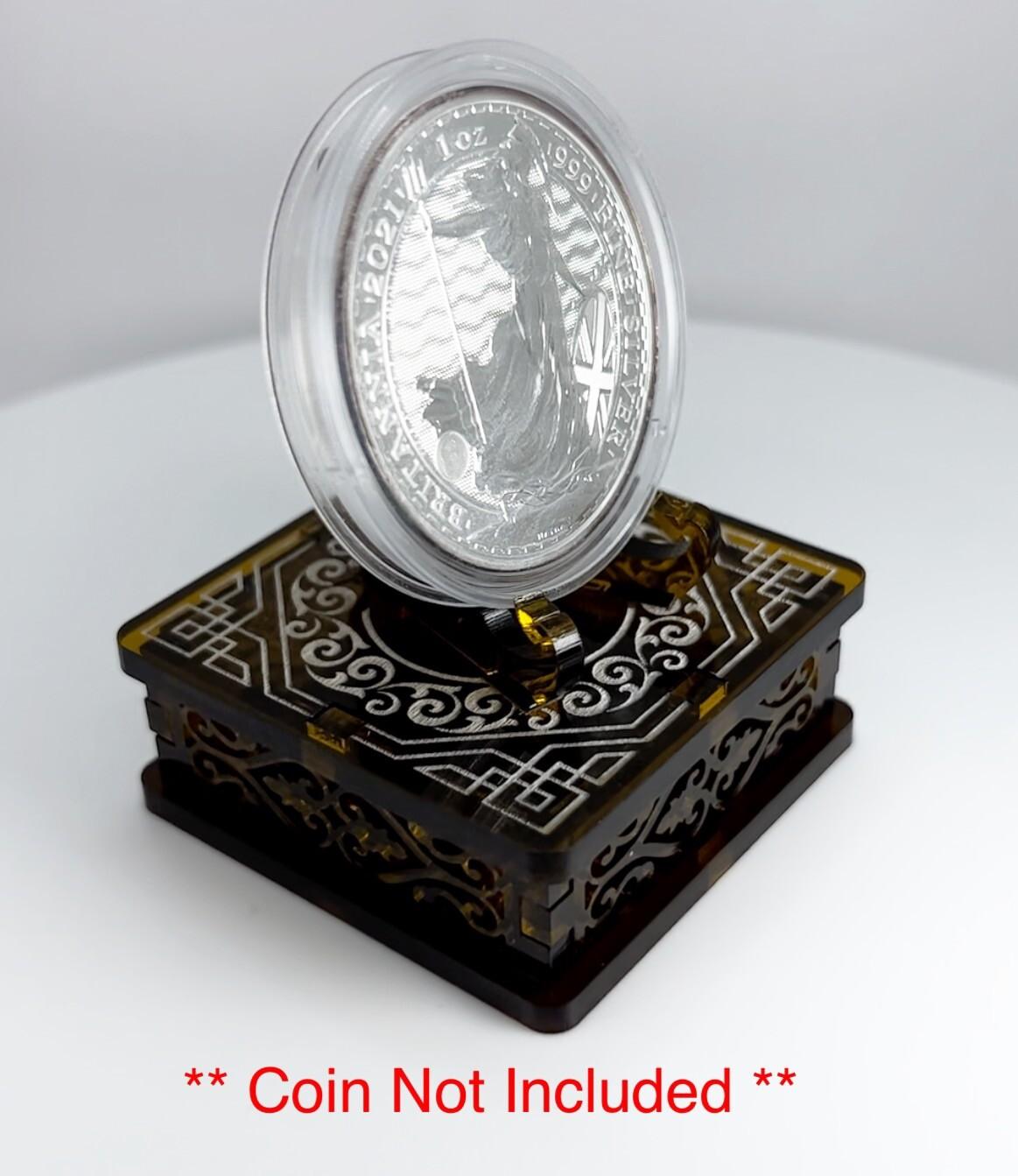 Clear Brown 1oz Silver or Gold Coins / Amulet / Medal Display Stand