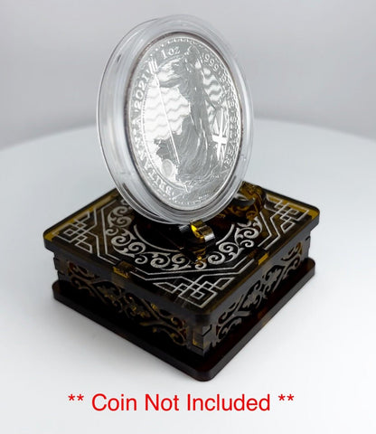 Clear Brown 1oz Silver or Gold Coins / Amulet / Medal Display Stand
