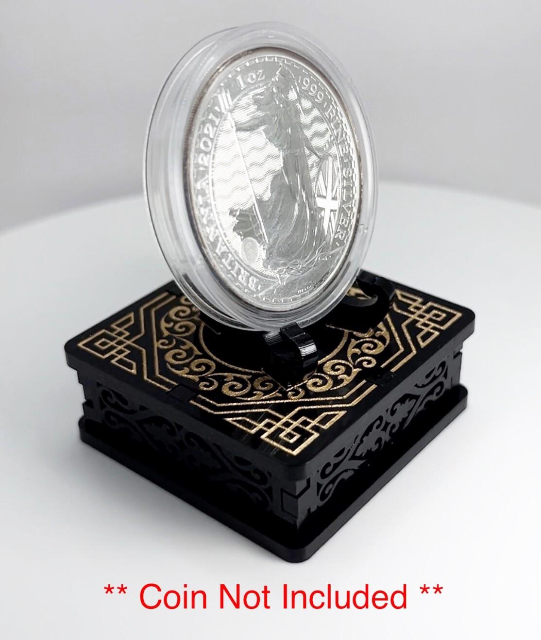 Black & Gold 1oz Silver or Gold Coins / Amulet / Medal Display Stand
