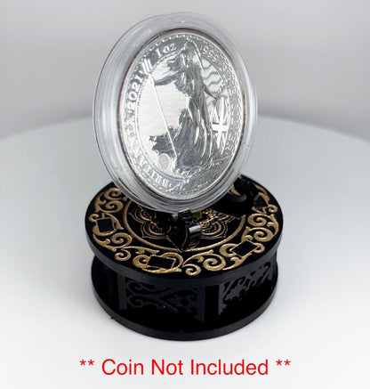 Black & Gold Yin & Yang 1oz Silver or Gold Coins / Amulet / Medal Display Stand