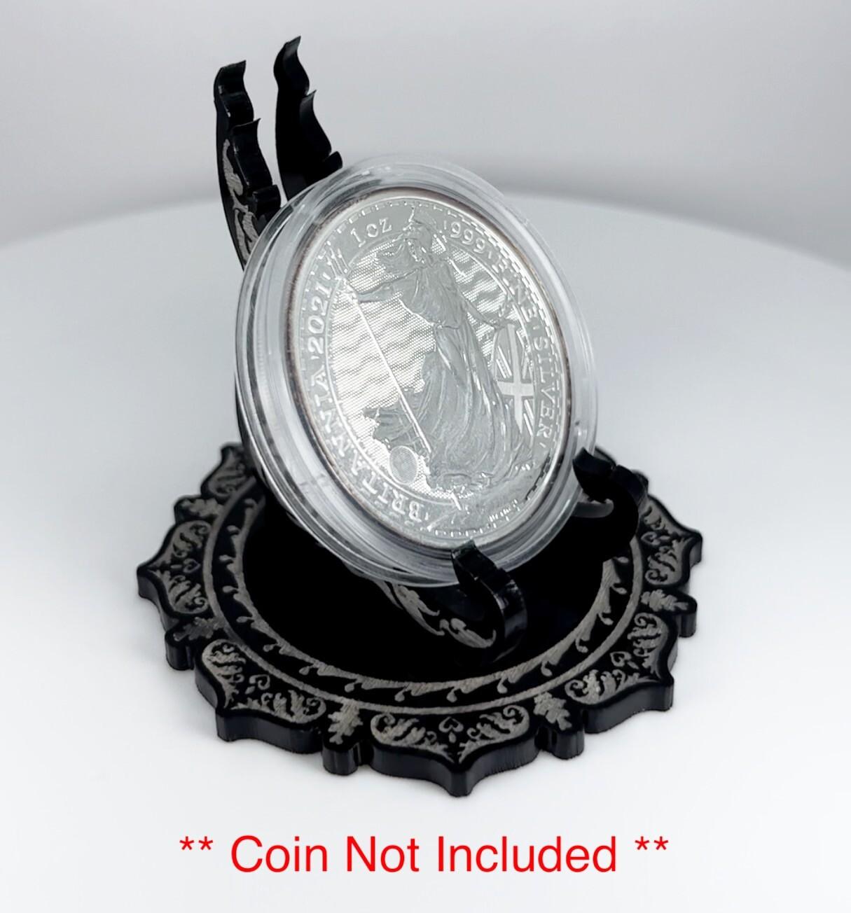 Black & White 1oz Silver or Gold Coins / Amulet / Medal Display Stand