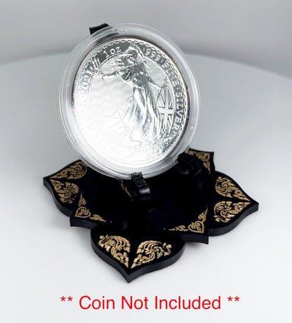 Black & Gold Thai 1oz Silver or Gold Coins / Amulet / Medal Display Stand
