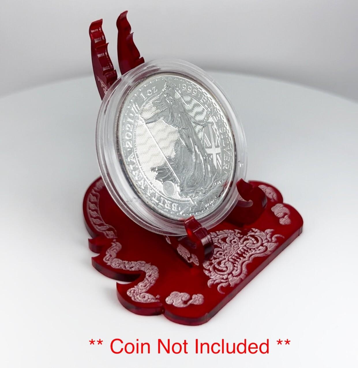 Red Dragon & Elephant 1oz Silver or Gold Coins / Amulet / Medal Display Stand